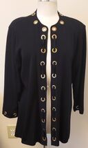 Exclusively Misook Cardigan with Metal Ring Accent Size-1X Black 100% Ac... - $49.48