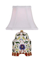 Floral Motif Porcelain Square Jar Lamp 15.5&quot; - £110.78 GBP