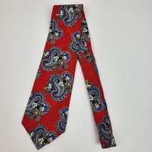 Vintage Disney Unlimited Mickey Donald Red Necktie Tie 58&quot; L 3.75&quot; W Paisley - £13.69 GBP