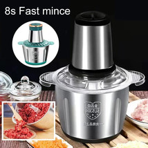 2L Electric Food Chopper Electric Stainless Steel Processor Meat Grinder Mixer - £27.96 GBP