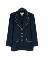 VTG Casual Corner Women Navy Jacket Blazer Blue with White Trim Lined Si... - $13.98