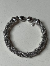 Estate Monet Signed Thick Silvertone Twist Chain Bracelet – 7.25 inches long x  - £14.77 GBP