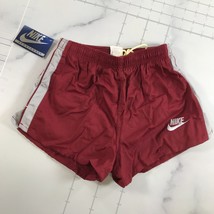 Vintage Nike Running Shorts Boys Medium Burgundy Red Gray Striped Mesh L... - $74.55