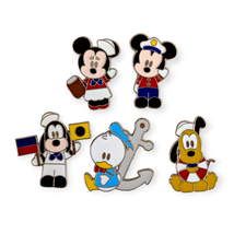 Fab Five Disney Pins: Cruise Cuties Mickey, Minnie, Goofy, Donald, and Pluto - £33.53 GBP