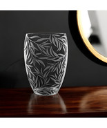 12&quot; Clear and Frosted Leaf Pattern Oval Crystal Table Vase - $3,105.43 MXN