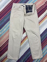 LL Bean Jeans Mens Straight Flannel Lined Natural Fit Tan Beige Denim Sz 32x30 - £22.81 GBP