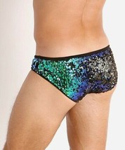 LARGE-LASC Fasion Sparkle Brief Transformer Sequined Briefs Blue Green 1 - £48.57 GBP