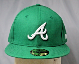 Atlanta Braves Era 59Fifty Men&#39;s Hat MLB Basic Kelly Green 5950 Fitted Cap 7 1/8 - £32.44 GBP