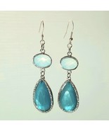 Silver dangle blue teardrop earrings - $12.00