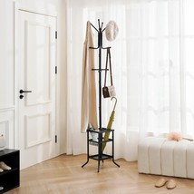 Black Metal Coat Rack Entryway Hall Tree with Umbrella Holder - $2,588.64 MXN