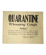 1930s Whooping Cough Quarantine Notice Vintage Authentic Medical Ephemer... - £14.82 GBP