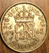 1942 Uk Gb Great Britain Silver Sixpence Coin - £4.01 GBP