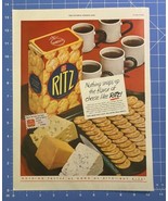 Vintage Print Ad Ritz Crackers Cheese Swiss Cheddar Blue Coffee  13.5&quot; x... - £11.50 GBP