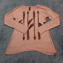 Full Tilt Shirt Womens XS Orange Round Neck Long Sleeve Arrow Design Top - £20.34 GBP