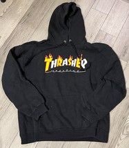 Vtg THRASHER MAGAZINE Pullover Hoodie Sweatshirt Black w/Front Pocket Si... - £22.03 GBP