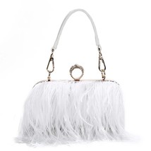 Ostrich Feather Party Clutch Bag Wallet Women Wedding Eveining Handbags Small  C - £96.20 GBP