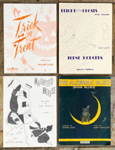 Lot of 4 Vintage Halloween &amp; Spooky Sheet Music-Cover Artwork-Trick or Treat - £74.09 GBP