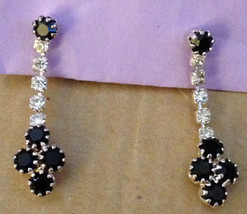 Vintage 1970s Silver Black And White Multi Faceted Austrian Rhinestone Crystals  - £27.86 GBP
