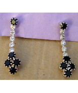 Vintage 1970s Silver Black And White Multi Faceted Austrian Rhinestone C... - £28.08 GBP
