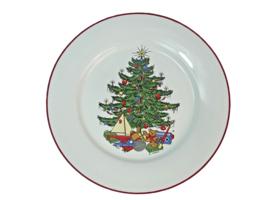 Cuthbertson American CHRISTMAS TREE Red Trim 10 1/2&quot; Dinner Plate - EXCE... - $197.99 MXN