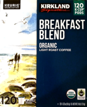 Kirkland Signature Breakfast Blend Organic Light Roast Coffee 120K-Cup E... - $59.02