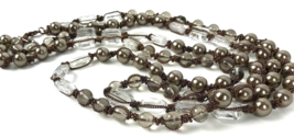 Tara Beaded Necklace Long Glass Plastic Copper Tone double strand beads ... - £15.61 GBP