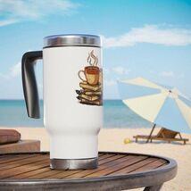 Coffee Cup on Stack of Books Travel Mug | Reading Lover Stainless Steel - $27.63