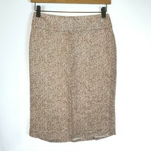 NWT Womens Size 0 Banana Republic Tan and White Abstract Print Lined Midi Skirt - £23.46 GBP