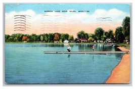 Burton Lake Niles Michigan MI Linen Postcard Z2 - £3.85 GBP