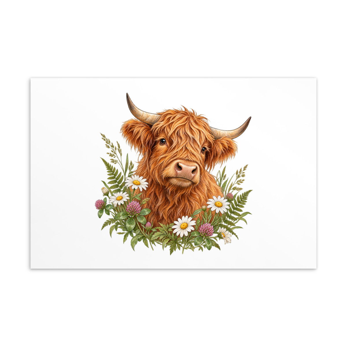 Highland Cow Wildflower Postcards - Set of 3 - 4x6 Flat Note Cards
