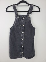 Zara Kids Denim Overall Skirt 10 Girls Black Button Front Knee Length Bottoms - £24.36 GBP