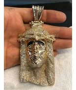 19.5CT Solid 14K Yellow Gold SI Diamond Iced Jesus Head Pendant Charm 18... - £27,696.89 GBP