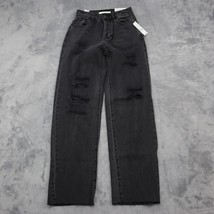 Pacsun Jeans Womens 22 Black Denim High Rise Straight Distressed Pockets Pants - £23.67 GBP