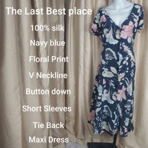 The Last Best Place 100% Silk Floral Print Button Down Maxi Dress Size M - $29.00