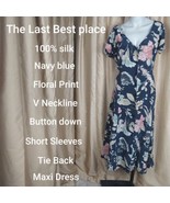 The Last Best Place 100% Silk Floral Print Button Down Maxi Dress Size M - $29.00