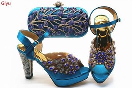 beautiful Shoes And Bag Matching Set With purple Hot Selling Women Italian Shoes - £99.45 GBP