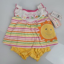 Girls 0-3 Wishes &amp; kisses Our Little Sunshine Dress Set 100% Cotton GIFT NEW - £11.87 GBP
