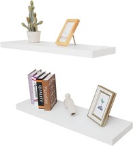 Floating Wall Shelf Set Of 2, Wood Wall Decor Storage Shelf, Wall Mount, Office. - £57.70 GBP