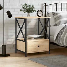Industrial Wooden Bedside Table Cabinet Side Sofa Tables Nightstand With... - $71.40+