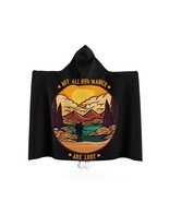 Wanderer&#39;s Fleece Hooded Blanket - Retro Nature Quote Adventure Friend Gift - $74.16