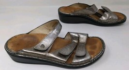 Finn Comfort Women&#39;s Size 38 D US 7.5 Cremona Silver Leather Slide Strap Sandals - £20.88 GBP