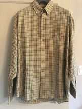 EUC BURBERRY LONDON Brown &amp; Beige Check Button Down Brushed Cotton Shirt... - £70.22 GBP