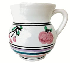 Caleca Italian Pottery Pitcher Orchard Pattern White w/Hand Painted Fruit 5&quot; EUC - £16.52 GBP