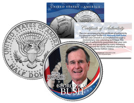 President GEORGE HW BUSH * In Office 1989-1993 * JFK Half Dollar Coloriz... - $8.56