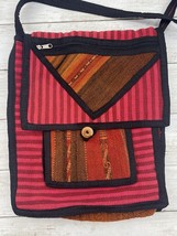 Vintage Handmade Tribal Bag Purse Crossbody Bag Tote Red Multicolor Poly... - $43.55