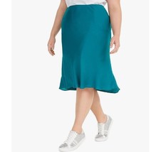 INC Womens Plus 0X Quetzal Green Solid Biased Cut Skirt NWT T10 - $39.19