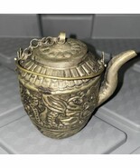 Old Tibetan Copper Gilded Silver Handle Tea Pot Dragon With Spout Vintage - $24.54 CAD
