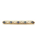 14k Antique Montana Sapphire and Pearl Bar Pin (#J5383) - £573.73 GBP