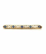 14k Antique Montana Sapphire and Pearl Bar Pin (#J5383) - £573.73 GBP