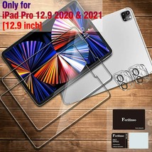 iPad Pro 12.9&quot; 2020 2021 4Th 5Th Gen 2 Pack Tempered Glass with 2 Camera... - £30.88 GBP